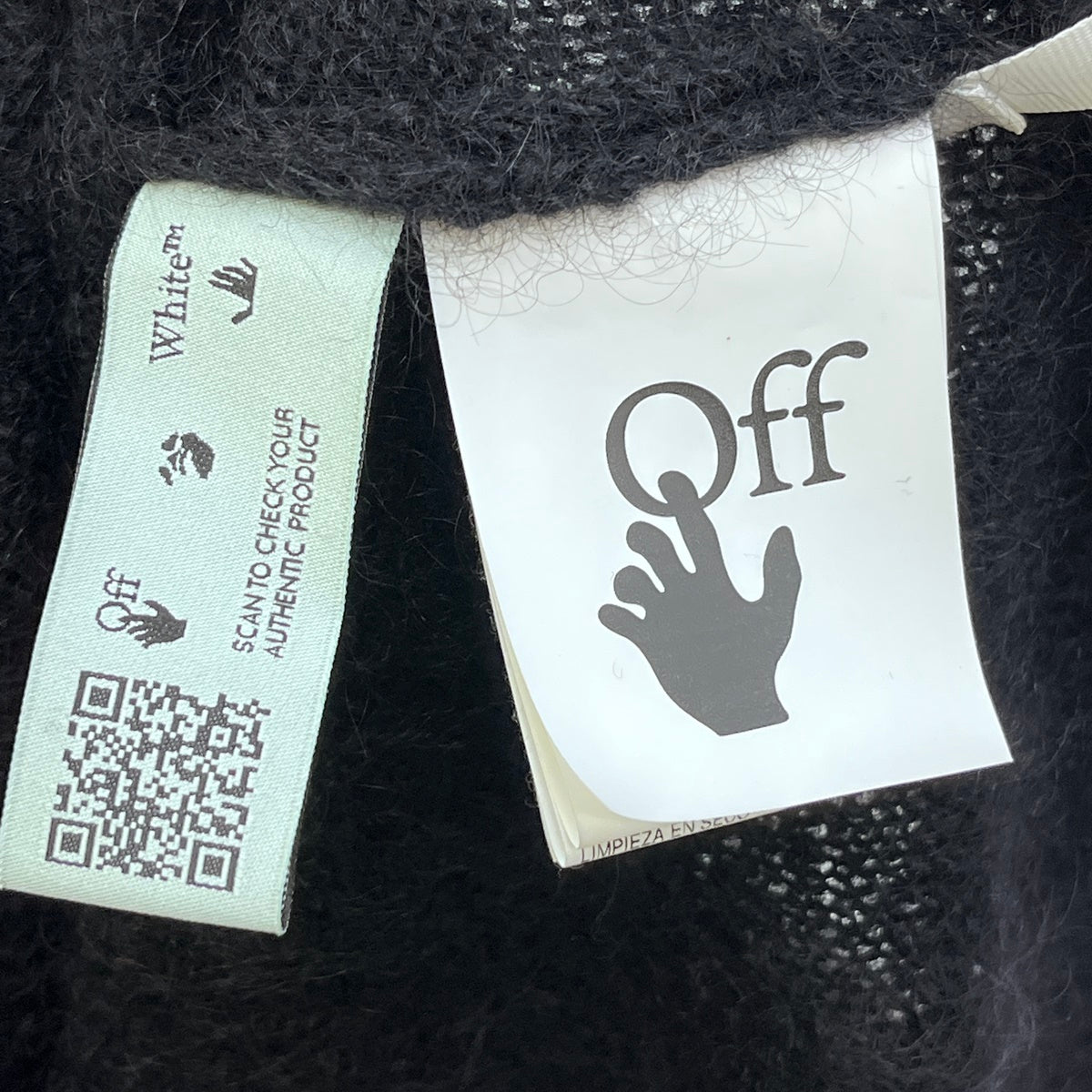 OFF-WHITE | オフホワイト Diag Brushed Mohair Crewneck ニット OMHA036F20KNI001 ブラック サイズ：L【加古川店】