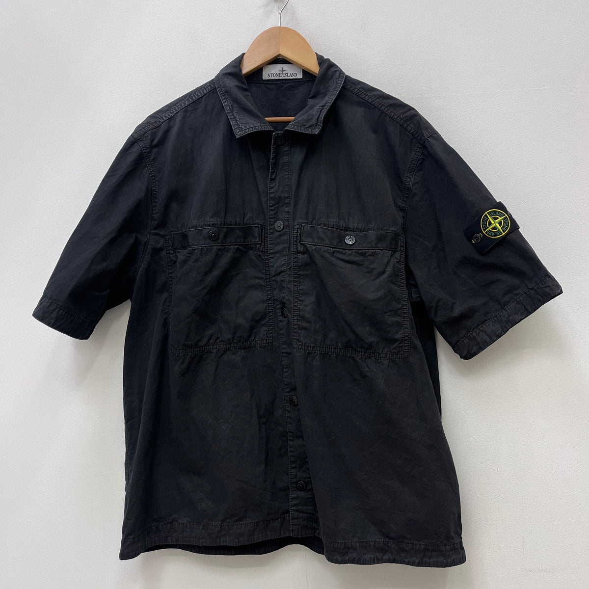 STONE ISLAND | ストーンアイランド Cotton Canvas Shirt 25SS 半袖シャツ K1S151200029S00WN ブラック サイズ：XL【加古川店】