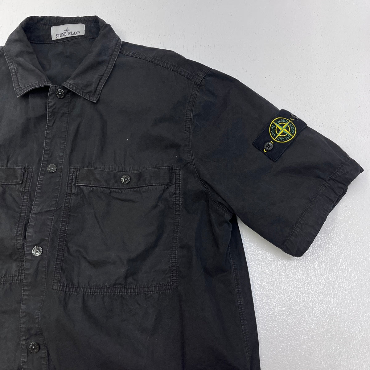 STONE ISLAND | ストーンアイランド Cotton Canvas Shirt 25SS 半袖シャツ K1S151200029S00WN ブラック サイズ：XL【加古川店】