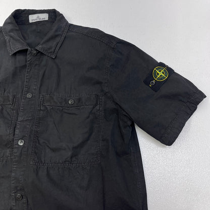 STONE ISLAND | ストーンアイランド Cotton Canvas Shirt 25SS 半袖シャツ K1S151200029S00WN ブラック サイズ：XL【加古川店】
