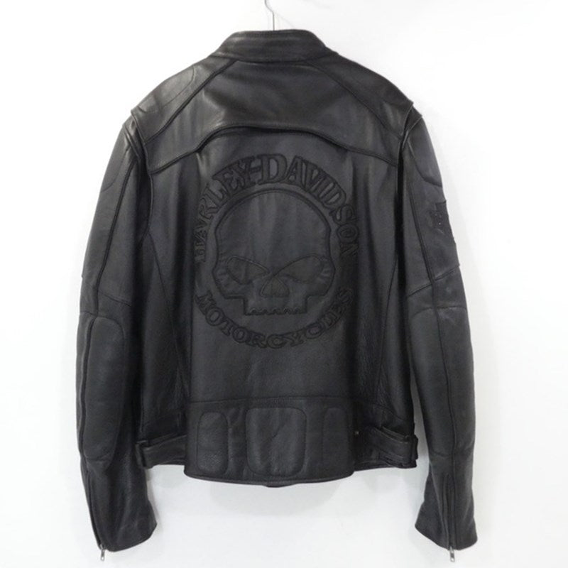 【中古】HARLEY-DAVIDSON | ハーレーダビットソン Reflective Skull Leather Jacket ライダースジャケット 98099-07VM ブラック サイズ：M