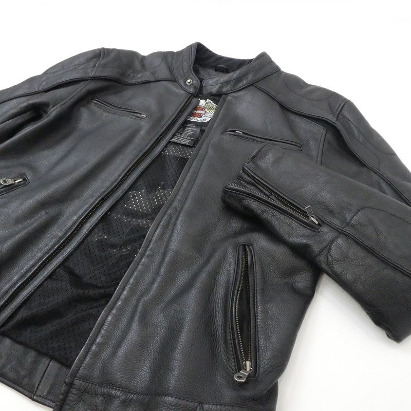 【中古】HARLEY-DAVIDSON | ハーレーダビットソン Reflective Skull Leather Jacket ライダースジャケット 98099-07VM ブラック サイズ：M