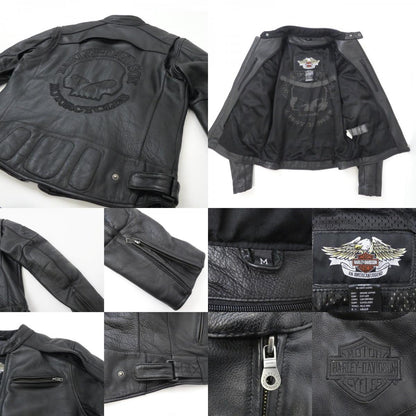 【中古】HARLEY-DAVIDSON | ハーレーダビットソン Reflective Skull Leather Jacket ライダースジャケット 98099-07VM ブラック サイズ：M