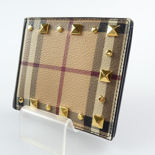 【中古】BURBERRY London England | バーバリーロンドンイングランド CHECK STUD REG 8 CREDIT CARD BILLFOLD 札入れ 4500442754