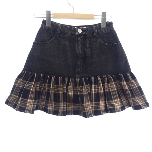 【中古】Darich | ダーリッチ デニムドッキングチェックミニスカート スカート 112342022 年式:2023A/W ブラック サイズ：S