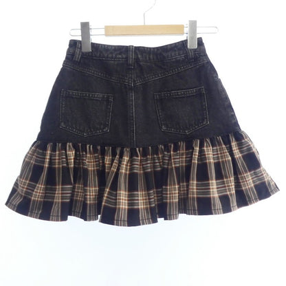 【中古】Darich | ダーリッチ デニムドッキングチェックミニスカート スカート 112342022 年式:2023A/W ブラック サイズ：S