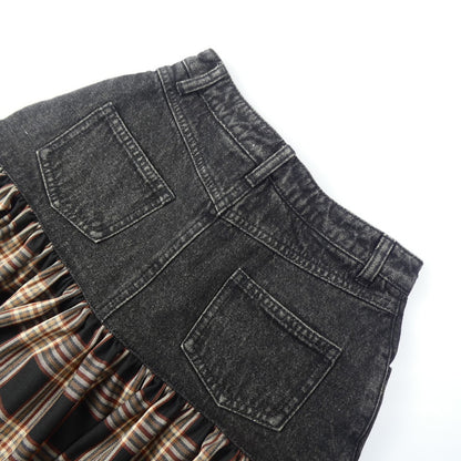 【中古】Darich | ダーリッチ デニムドッキングチェックミニスカート スカート 112342022 年式:2023A/W ブラック サイズ：S