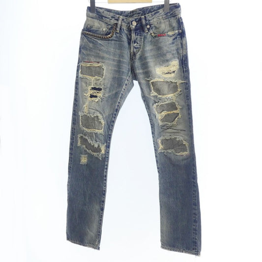 【中古】HYSTERIC GLAMOUR | ヒステリックグラマー HSR加工リペアクラッシュスタッズデニム デニムパンツ 0203AP10