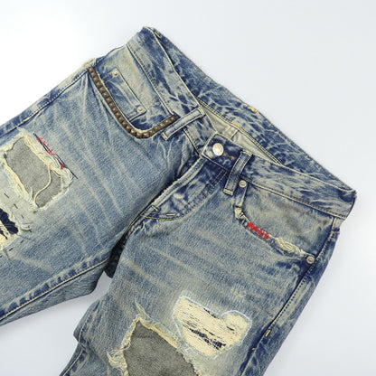 【中古】HYSTERIC GLAMOUR | ヒステリックグラマー HSR加工リペアクラッシュスタッズデニム デニムパンツ 0203AP10