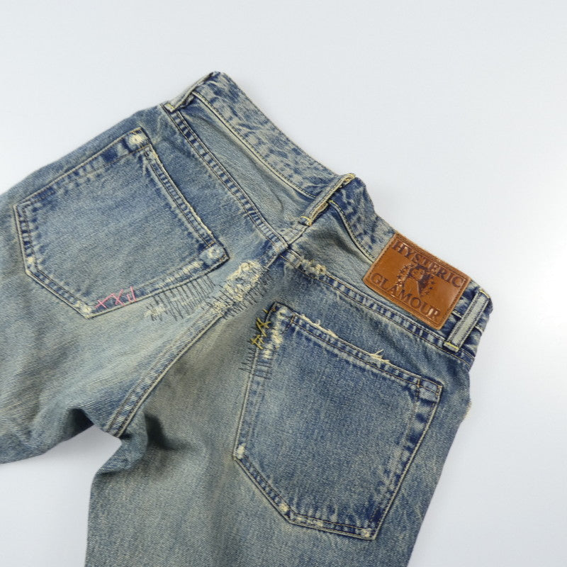 【中古】HYSTERIC GLAMOUR | ヒステリックグラマー HSR加工リペアクラッシュスタッズデニム デニムパンツ 0203AP10