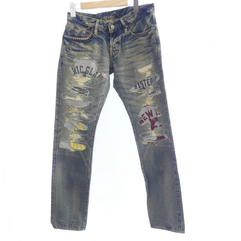 【中古】HYSTERIC GLAMOUR | ヒステリックグラマー CPR加工リペアクラッシュスタッズデニム デニムパンツ 0204AP06