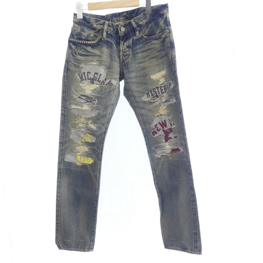 【中古】HYSTERIC GLAMOUR | ヒステリックグラマー CPR加工リペアクラッシュスタッズデニム デニムパンツ 0204AP06