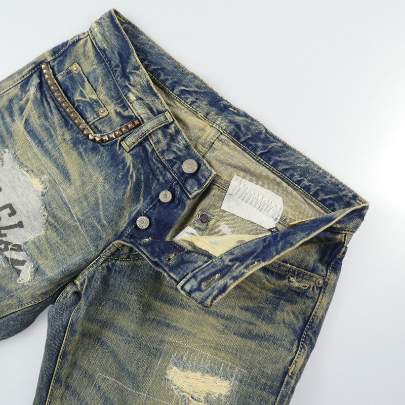 【中古】HYSTERIC GLAMOUR | ヒステリックグラマー CPR加工リペアクラッシュスタッズデニム デニムパンツ 0204AP06