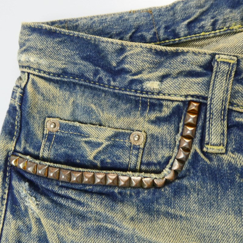 【中古】HYSTERIC GLAMOUR | ヒステリックグラマー CPR加工リペアクラッシュスタッズデニム デニムパンツ 0204AP06