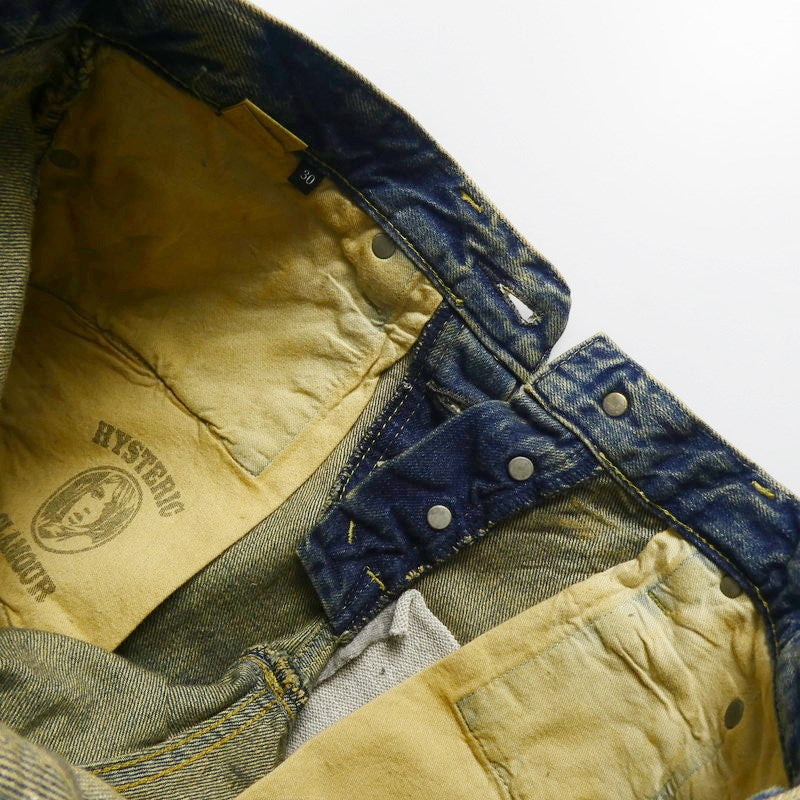 【中古】HYSTERIC GLAMOUR | ヒステリックグラマー CPR加工リペアクラッシュスタッズデニム デニムパンツ 0204AP06