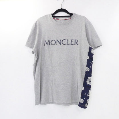 【中古】MONCLER | モンクレール 半袖Ｔシャツ D10918026250 並行品 サイド切り替え ラバーロゴ グレー サイズ：M