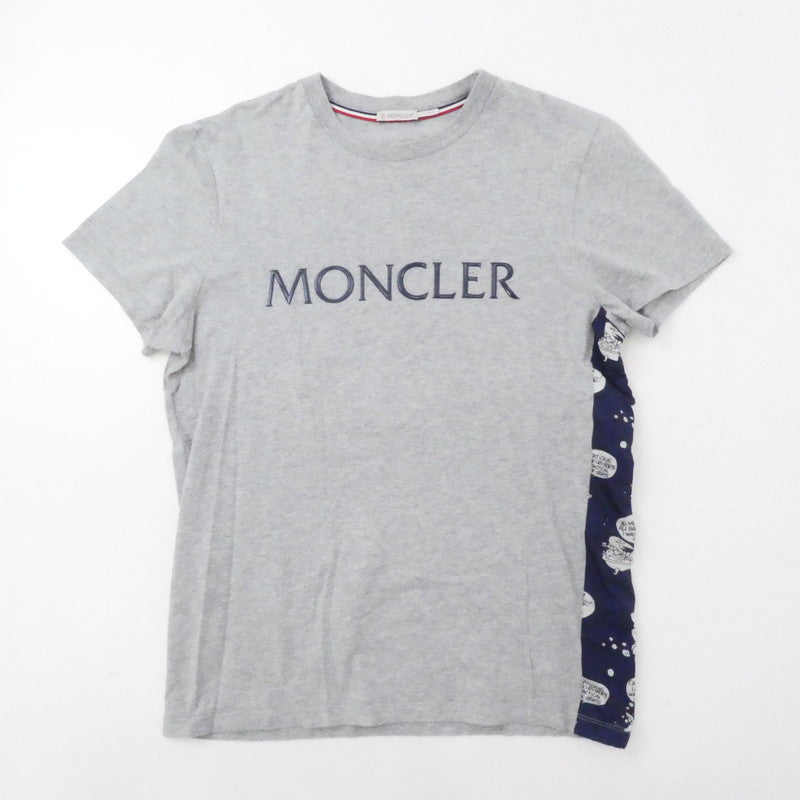 【中古】MONCLER | モンクレール 半袖Ｔシャツ D10918026250 並行品 サイド切り替え ラバーロゴ グレー サイズ：M