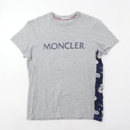 【中古】MONCLER | モンクレール 半袖Ｔシャツ D10918026250 並行品 サイド切り替え ラバーロゴ グレー サイズ：M