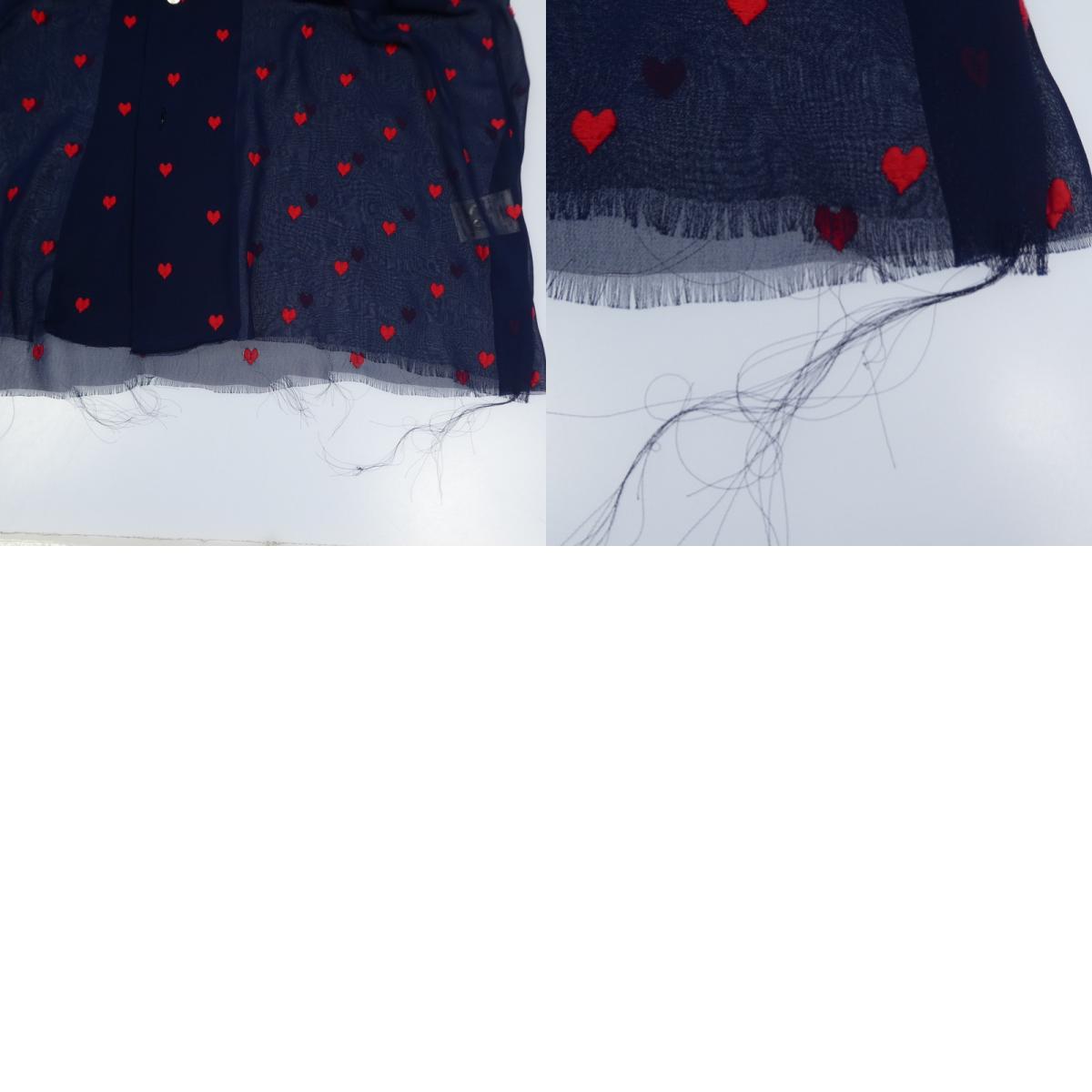Needles | ニードルス Heart Print Shirt 長袖シャツ EJ186 カットオフ加工 ネイビー サイズ：M【姫路東店】