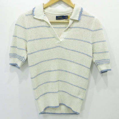 RALPH LAUREN | ラルフローレン ストライプド コットンリネン Polo セーター ニット アイボリー サイズ：S【三重本店】