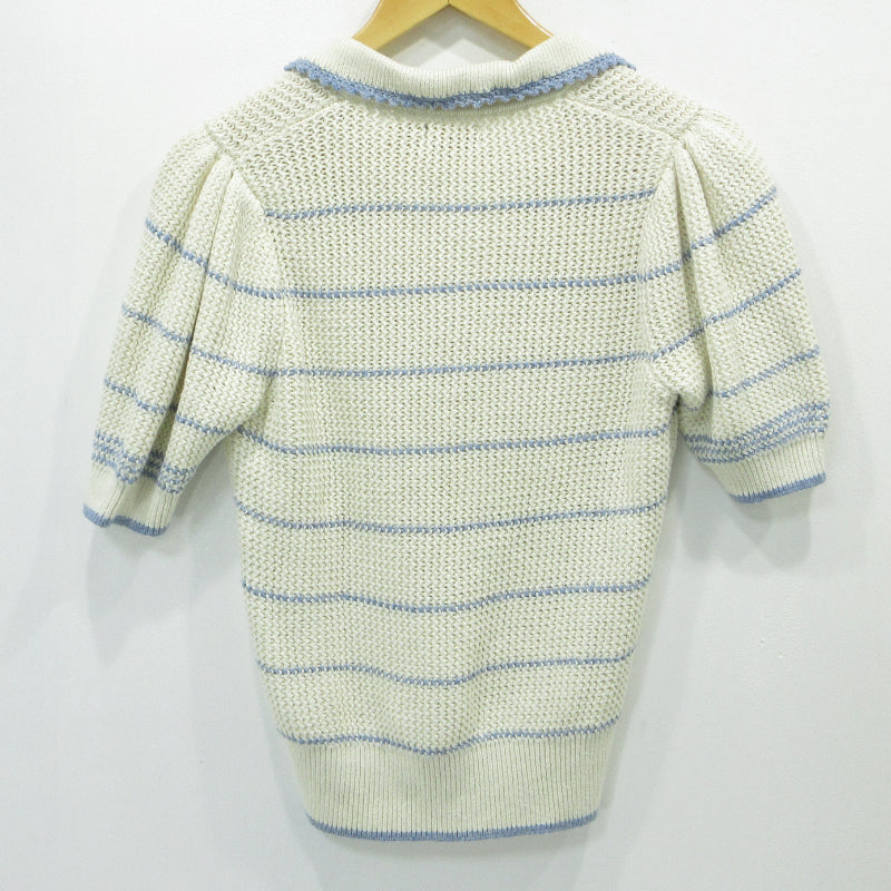 RALPH LAUREN | ラルフローレン ストライプド コットンリネン Polo セーター ニット アイボリー サイズ：S【三重本店】