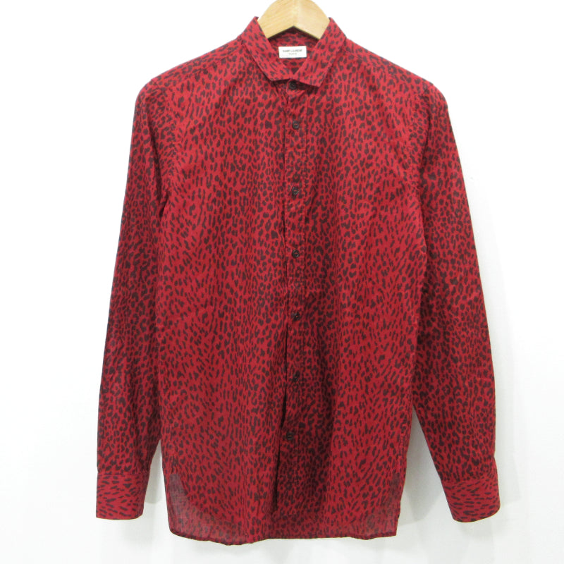 SAINT LAURENT | サンローラン エディ・スリマン期 ベイビーキャット 長袖シャツ 319540 YVP36 レッド【三重本店】