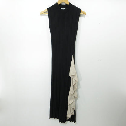 Ruffled Two-tone Knit Dress ワンピース HLT2009070 ブラック サイズ：M【三重本店】