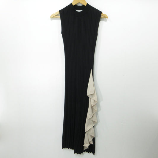 Ruffled Two-tone Knit Dress ワンピース HLT2009070 ブラック サイズ：M【三重本店】