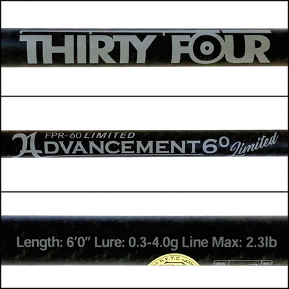 【釣り/つり/釣具/ロッド】THIRTY34FOUR | サーティーフォー 34 アドバンスメント FPR-60リミテッド【加古川店】