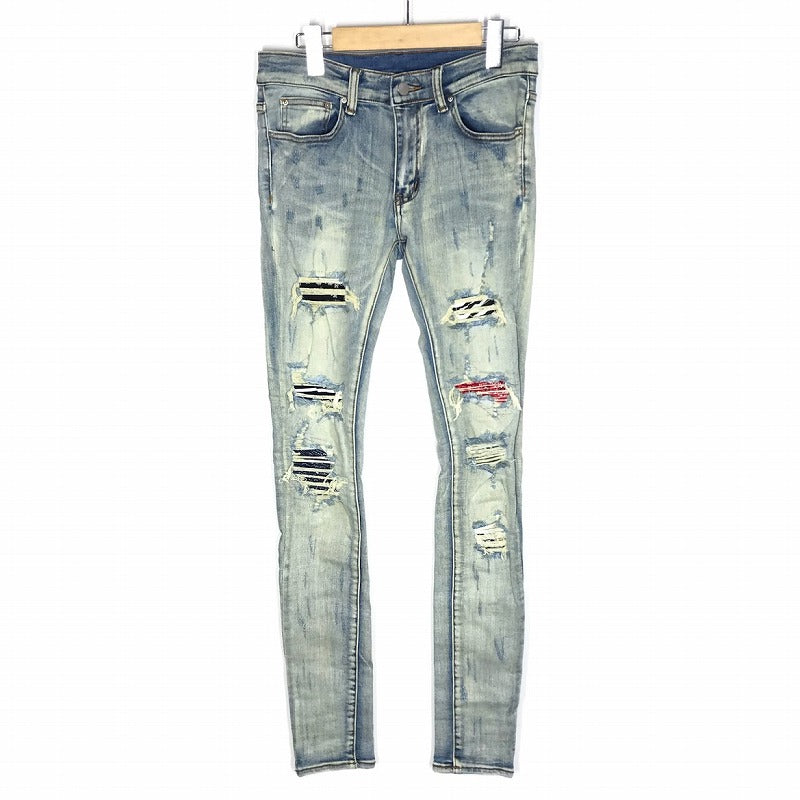 mnml | ミニマル STRETCH DENIM ダメージ加工デニムパンツ スキニーパンツ X214 ブルー サイズ：28【倉吉店】