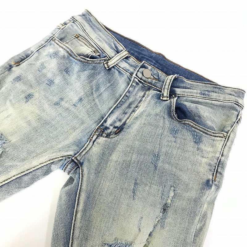 mnml | ミニマル STRETCH DENIM ダメージ加工デニムパンツ スキニーパンツ X214 ブルー サイズ：28【倉吉店】