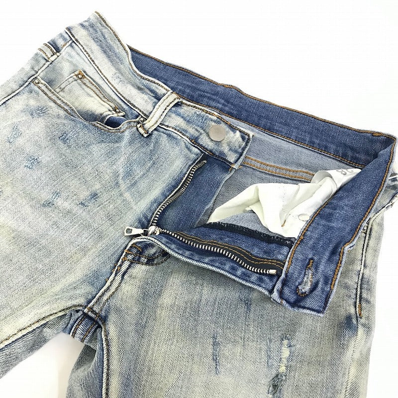 mnml | ミニマル STRETCH DENIM ダメージ加工デニムパンツ スキニーパンツ X214 ブルー サイズ：28【倉吉店】