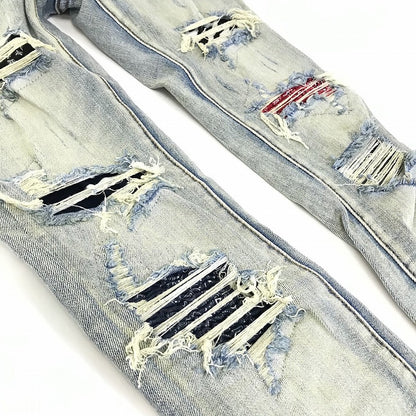 mnml | ミニマル STRETCH DENIM ダメージ加工デニムパンツ スキニーパンツ X214 ブルー サイズ：28【倉吉店】