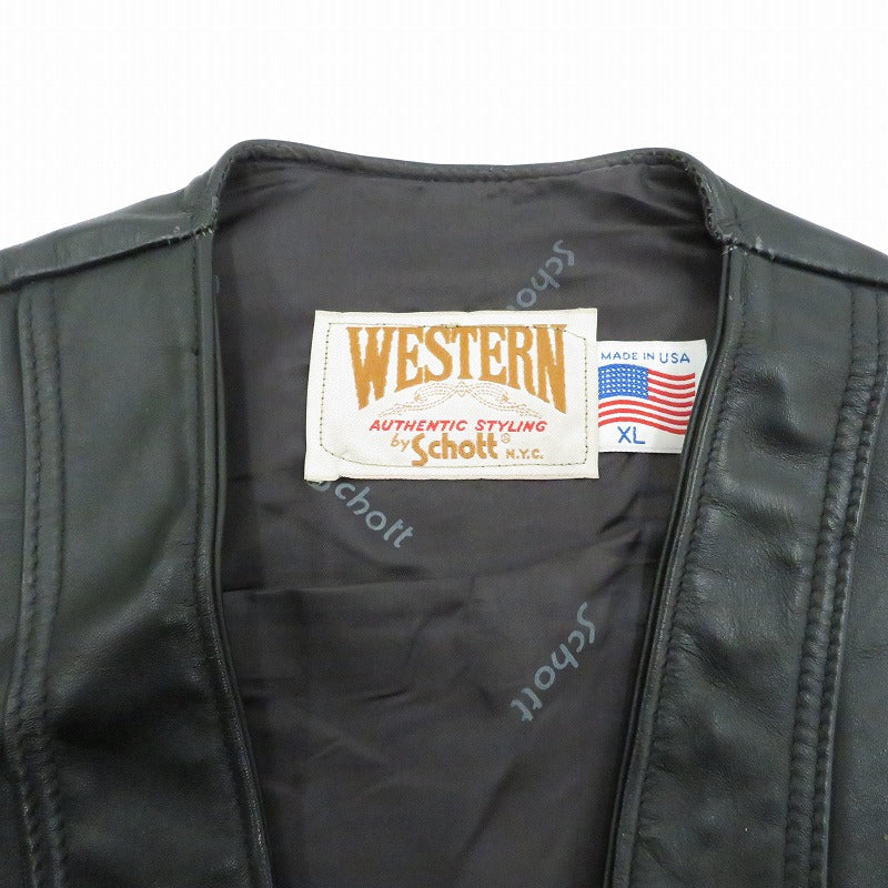 schott | ショット WESTERN ベスト 122V ブラック サイズ：XL【瀬戸大橋店】