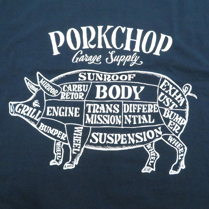 PORK CHOP | ポークチョップ PORK FRONT TEE 半袖Ｔシャツ ネイビー サイズ：XL【瀬戸大橋店】