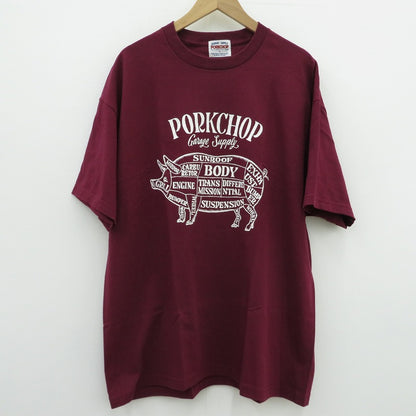 PORK CHOP | ポークチョップ PORK FRONT TEE 半袖Ｔシャツ ボルドー/バーガンディー サイズ：XL【瀬戸大橋店】