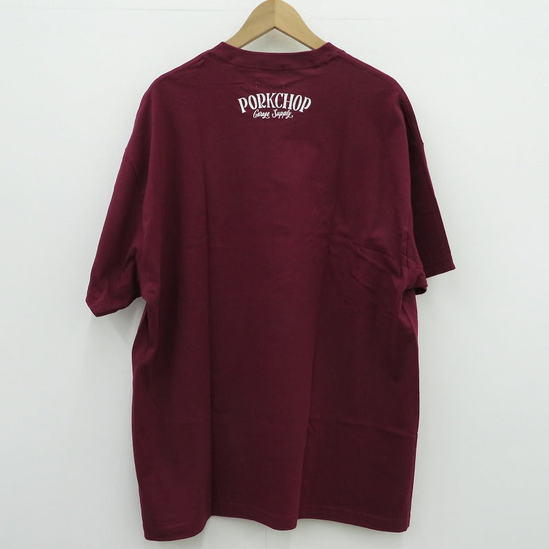 PORK CHOP | ポークチョップ PORK FRONT TEE 半袖Ｔシャツ ボルドー/バーガンディー サイズ：XL【瀬戸大橋店】