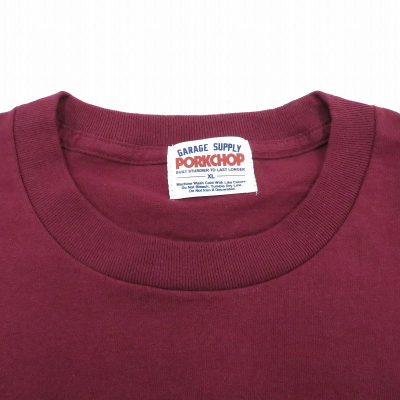 PORK CHOP | ポークチョップ PORK FRONT TEE 半袖Ｔシャツ ボルドー/バーガンディー サイズ：XL【瀬戸大橋店】