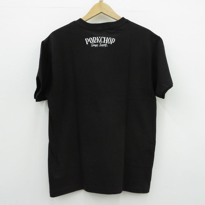 PORK CHOP | ポークチョップ GARAGE SUPPLY PORK FRONT TEE 半袖Ｔシャツ P0451 ブラック サイズ：M【瀬戸大橋店】
