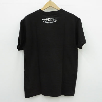 PORK CHOP | ポークチョップ GARAGE SUPPLY PORK FRONT TEE 半袖Ｔシャツ P0451 ブラック サイズ：M【瀬戸大橋店】