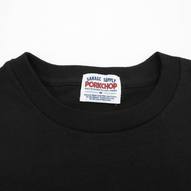 PORK CHOP | ポークチョップ GARAGE SUPPLY PORK FRONT TEE 半袖Ｔシャツ P0451 ブラック サイズ：M【瀬戸大橋店】