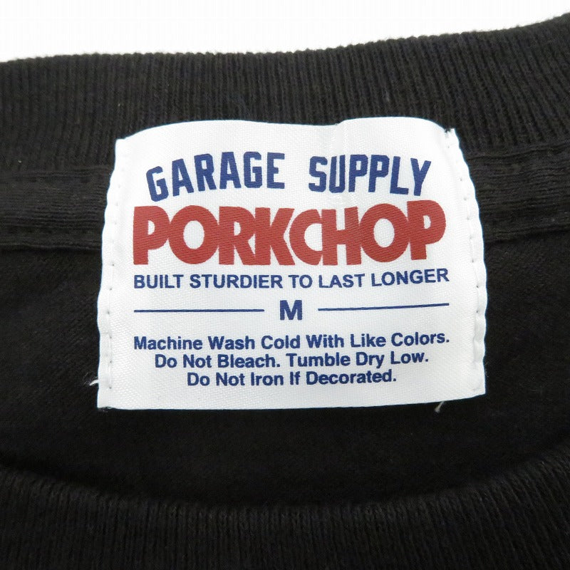 PORK CHOP | ポークチョップ GARAGE SUPPLY PORK FRONT TEE 半袖Ｔシャツ P0451 ブラック サイズ：M【瀬戸大橋店】