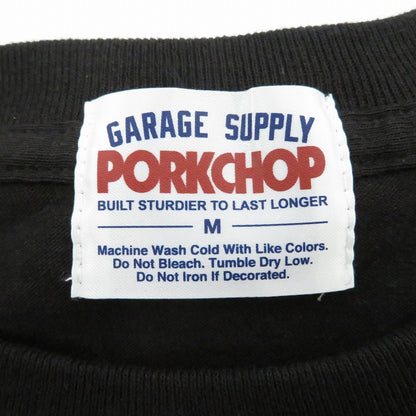 PORK CHOP | ポークチョップ GARAGE SUPPLY PORK FRONT TEE 半袖Ｔシャツ P0451 ブラック サイズ：M【瀬戸大橋店】