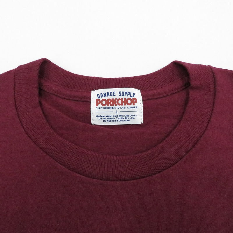 PORK CHOP | ポークチョップ PORK FRONT TEE 半袖Ｔシャツ ボルドー/バーガンディー サイズ：L【瀬戸大橋店】
