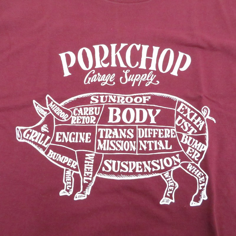 PORK CHOP | ポークチョップ PORK FRONT TEE 半袖Ｔシャツ ボルドー/バーガンディー サイズ：L【瀬戸大橋店】