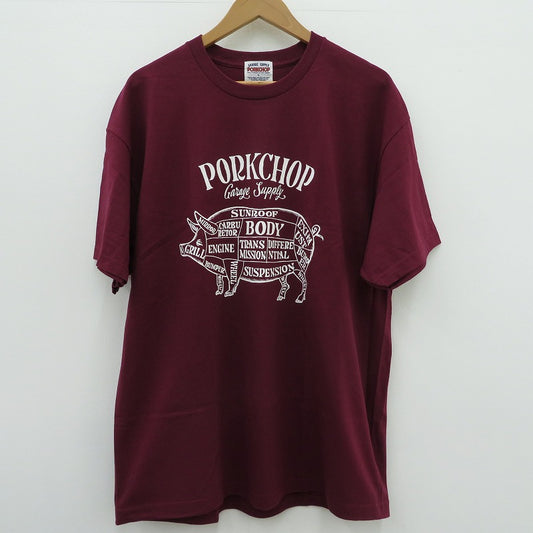 PORK CHOP | ポークチョップ PORK FRONT TEE 半袖Ｔシャツ ボルドー/バーガンディー サイズ：XL【瀬戸大橋店】