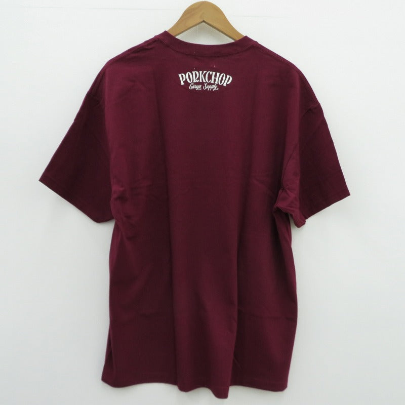 PORK CHOP | ポークチョップ PORK FRONT TEE 半袖Ｔシャツ ボルドー/バーガンディー サイズ：XL【瀬戸大橋店】