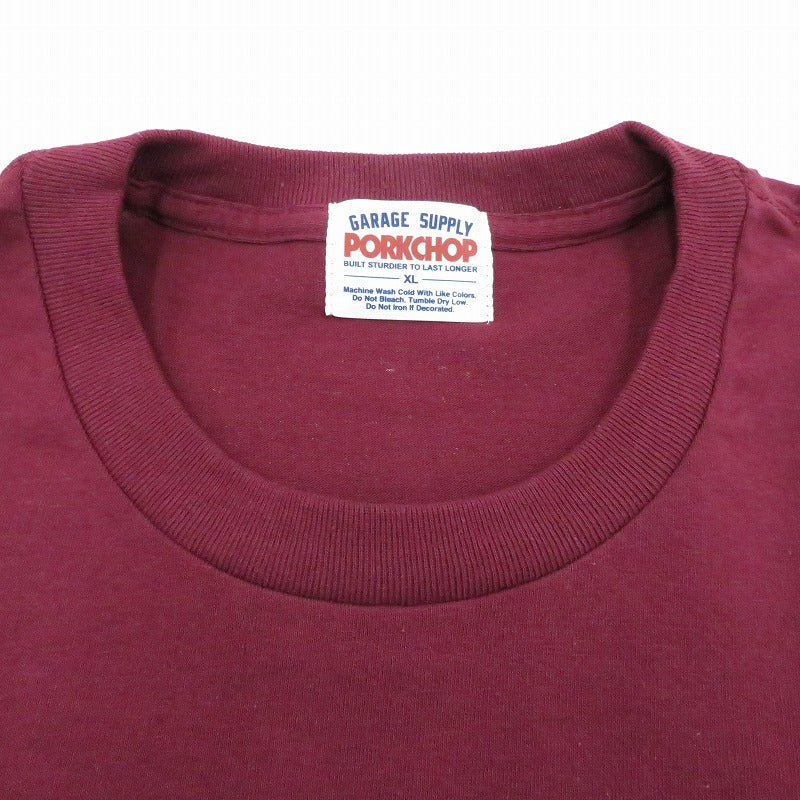 PORK CHOP | ポークチョップ PORK FRONT TEE 半袖Ｔシャツ ボルドー/バーガンディー サイズ：XL【瀬戸大橋店】