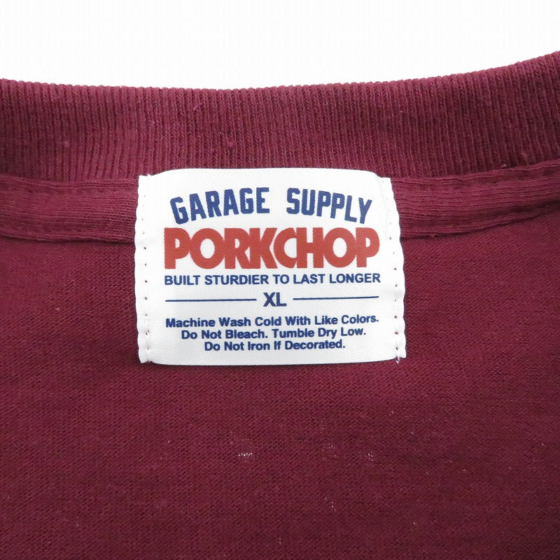 PORK CHOP | ポークチョップ PORK FRONT TEE 半袖Ｔシャツ ボルドー/バーガンディー サイズ：XL【瀬戸大橋店】
