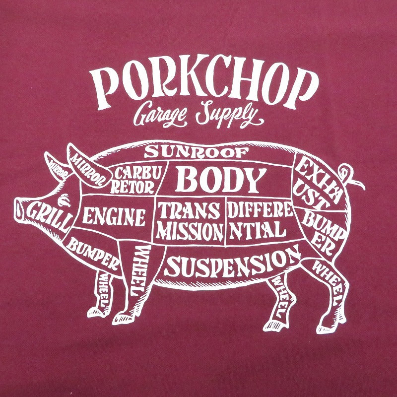 PORK CHOP | ポークチョップ PORK FRONT TEE 半袖Ｔシャツ ボルドー/バーガンディー サイズ：XL【瀬戸大橋店】